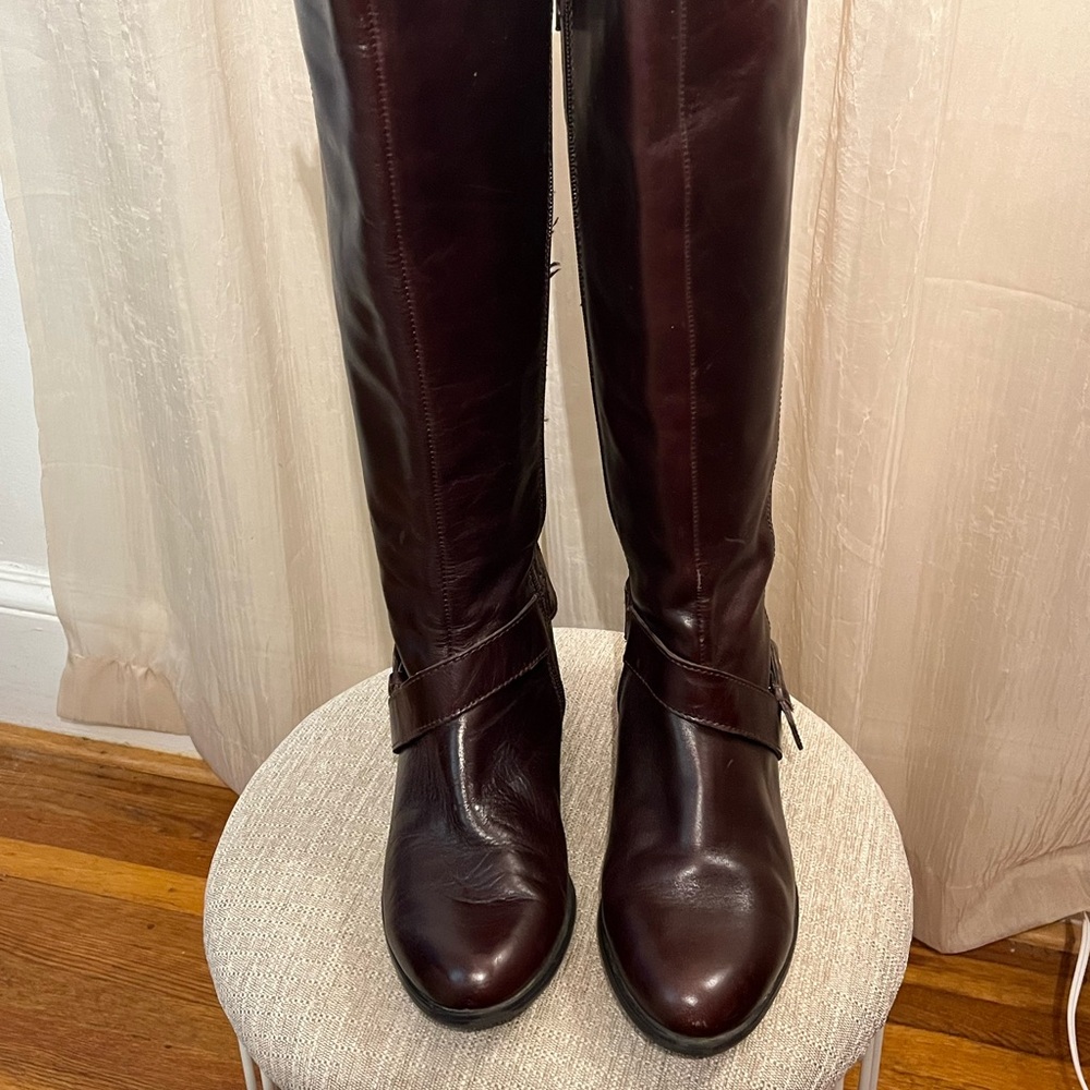 Dark Brown Leather Knee-High Boots